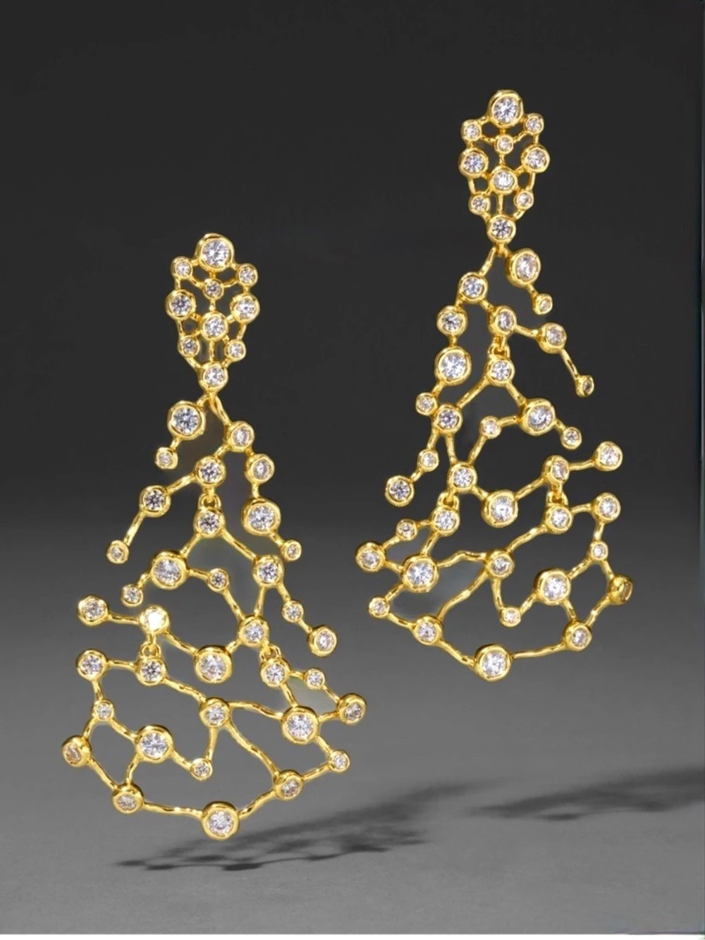 NEW Alexis Bittar Asterales Crystal Gold Constellation Earrings Large OC0